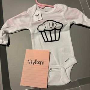 Gerber White Onesie with Cupcake Graphic
